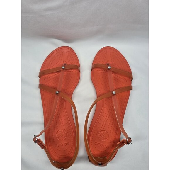 Crocs Womens Sexi Flip Sandals Comfort Jelly Casual Strappy Thong Orange Size 8 - Picture 4 of 14